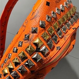 Large MCM Backpack (Orange), MINT condition + Certificate of Authenticity